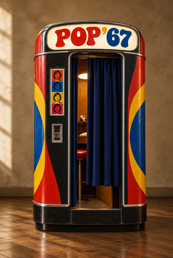 Pop ’67 cabina, recreada visualmente a partir del diseño original de la aplicación Flashroom